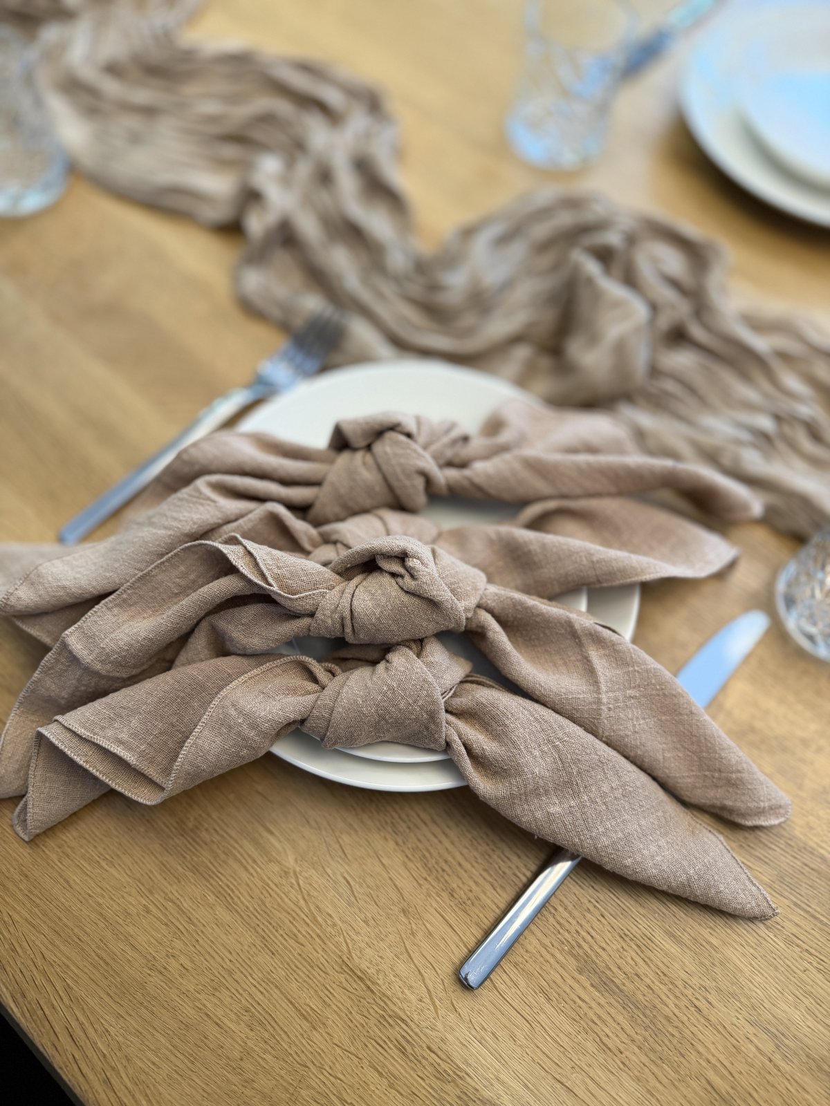 Beige kangasservetti