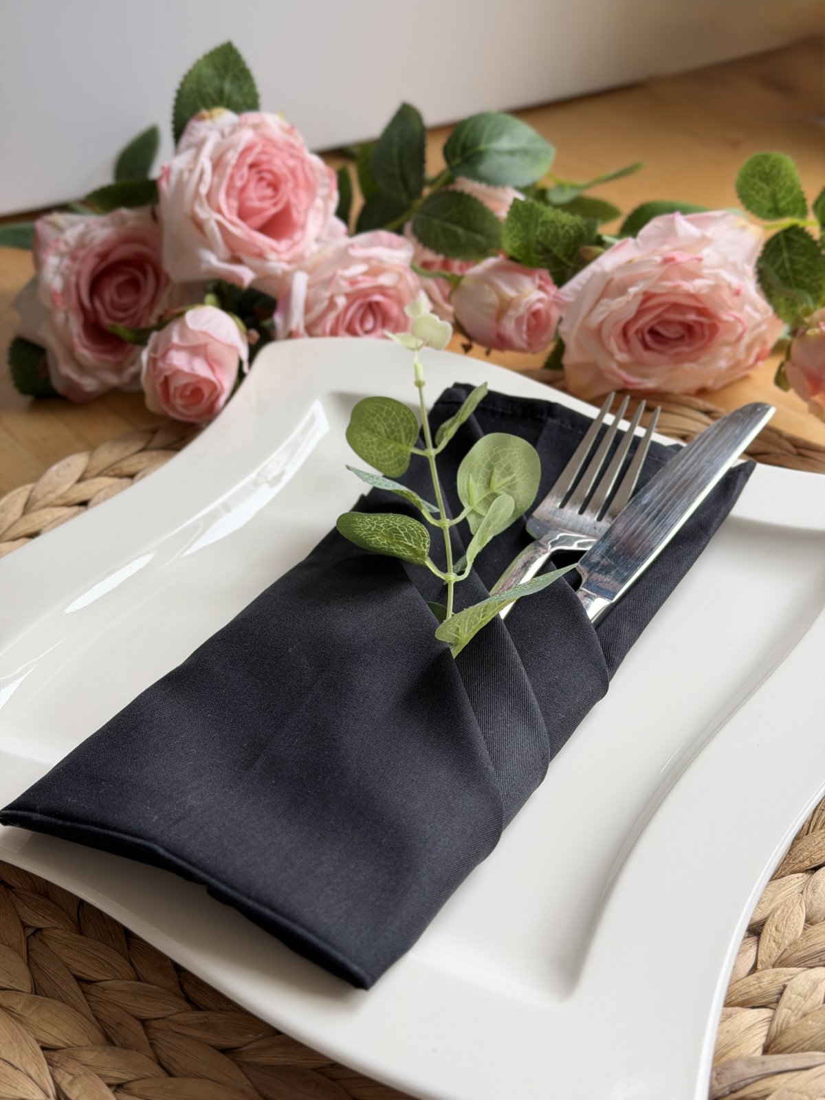 Black cloth napkin