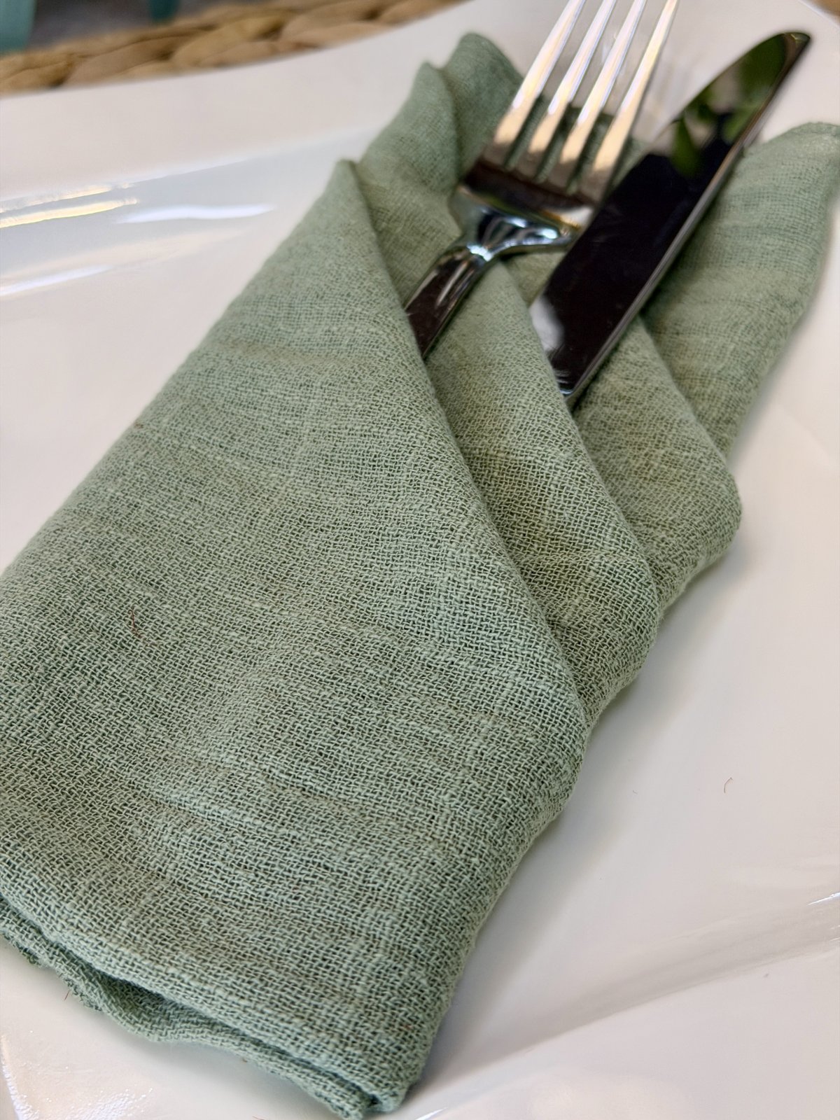 Sage green cloth napkin