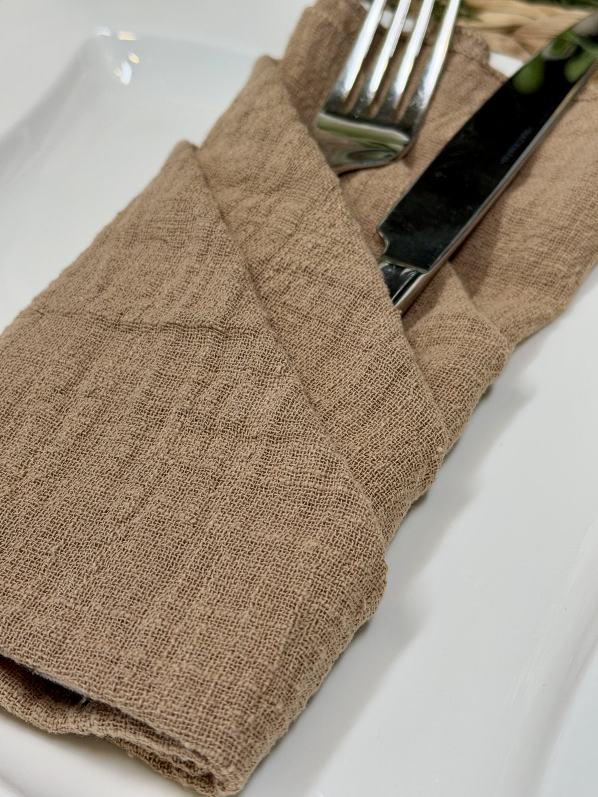 Beige kangasservetti 2