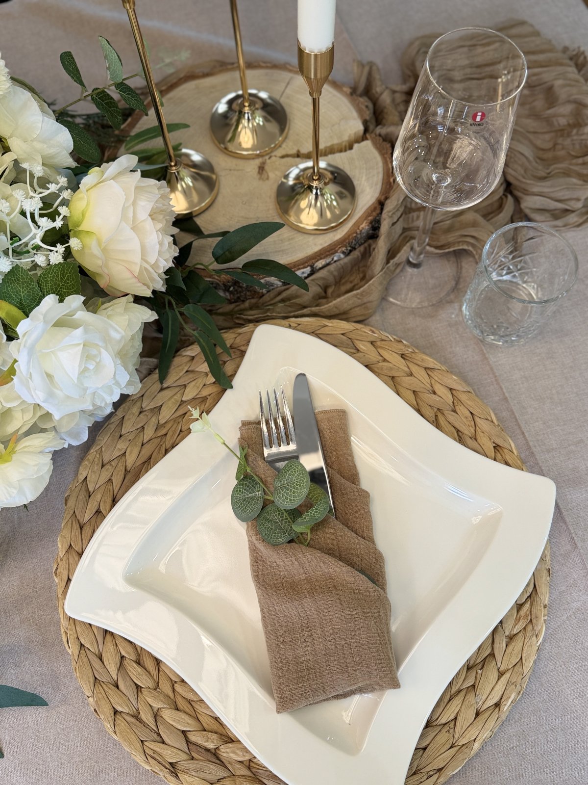 Beige kangasservetti 3